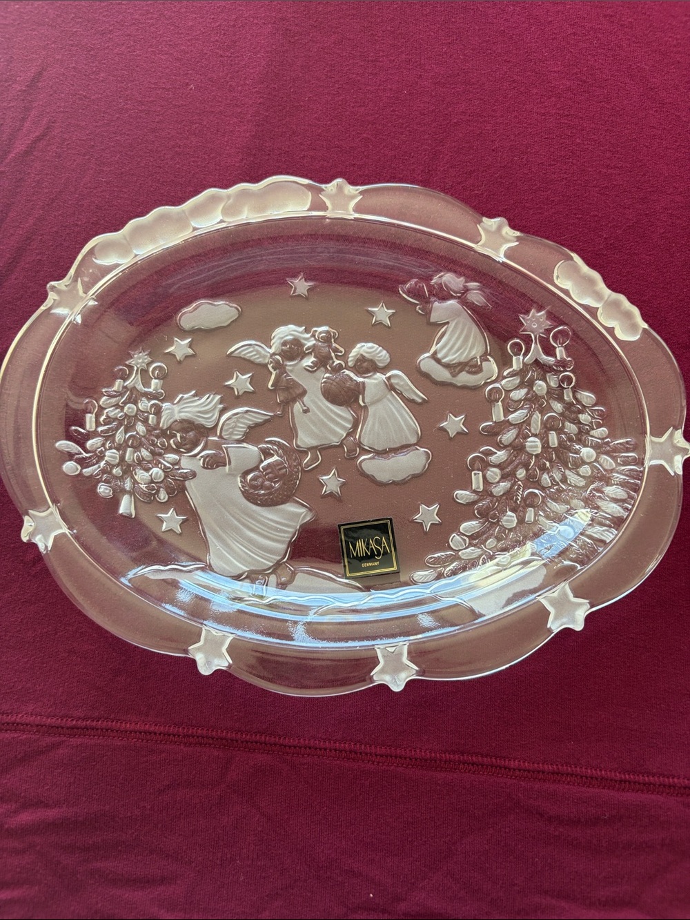 Mikasa Clear Glass Holiday Angel holiday lights dish